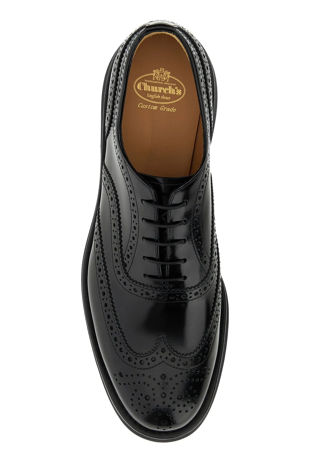 Black leather Burwood lace-up shoes
