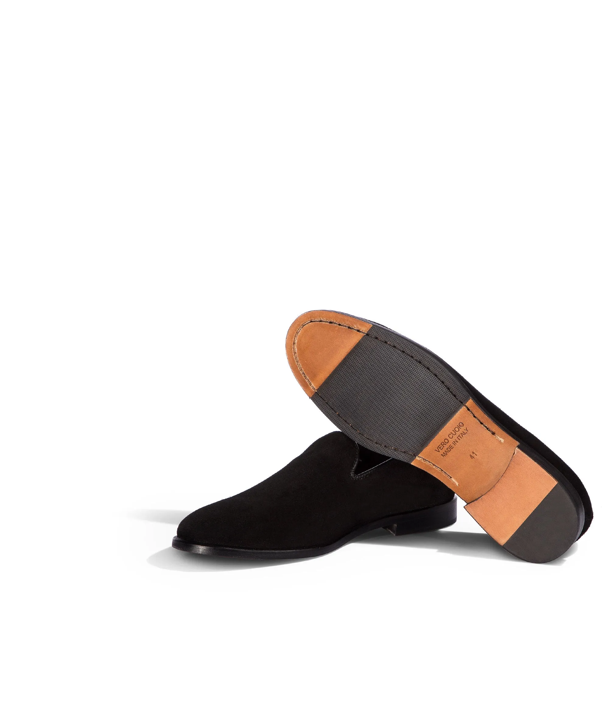 Black suede loafers