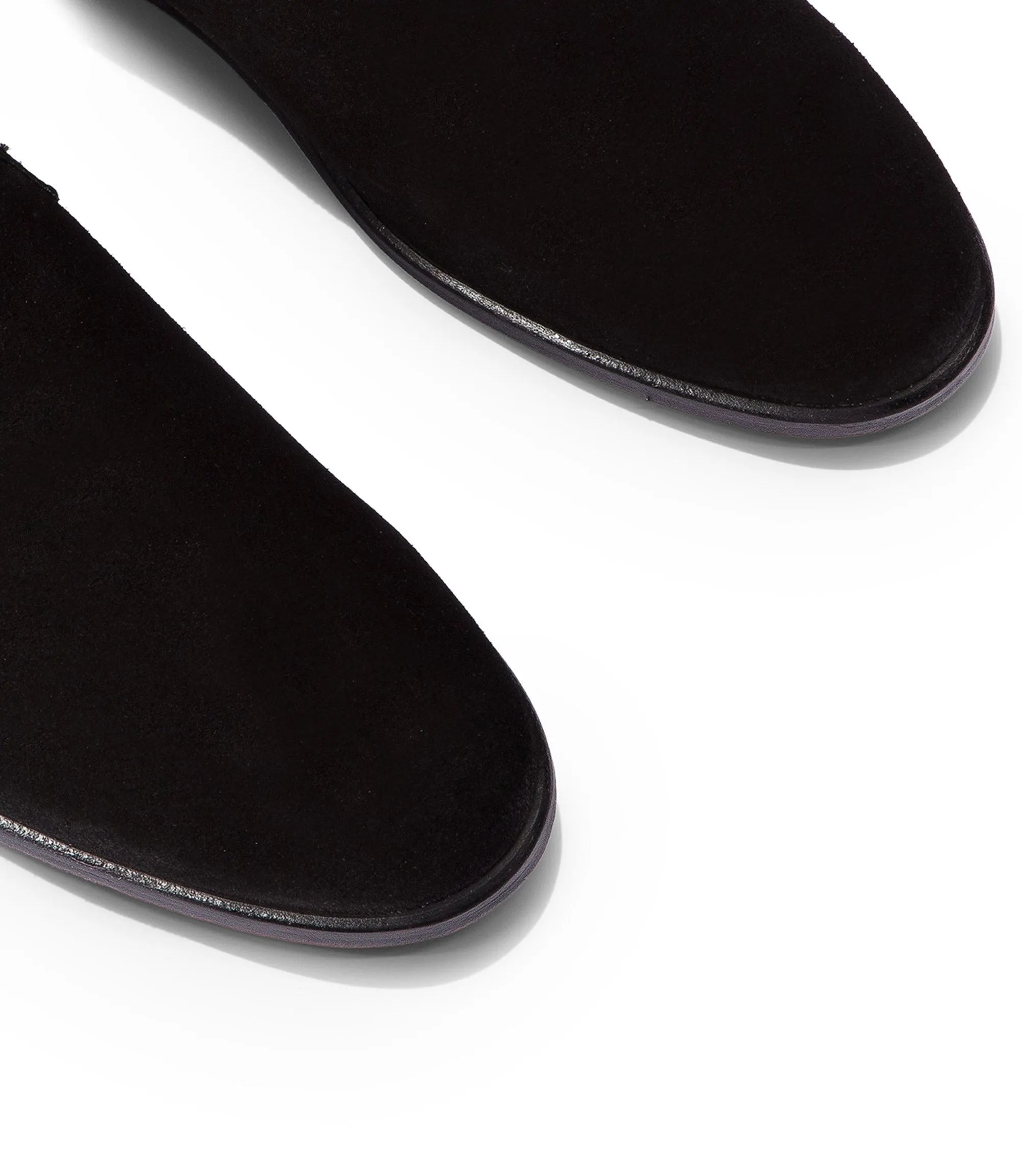 Black suede loafers