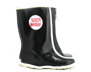 Boys 50s 60s Black Galoshes - Child Size 8 - Authentic 1960s Boy's Rain Boots - Tiger Paw - Kitsch Mid Century Childrens Shoes - Deadstock