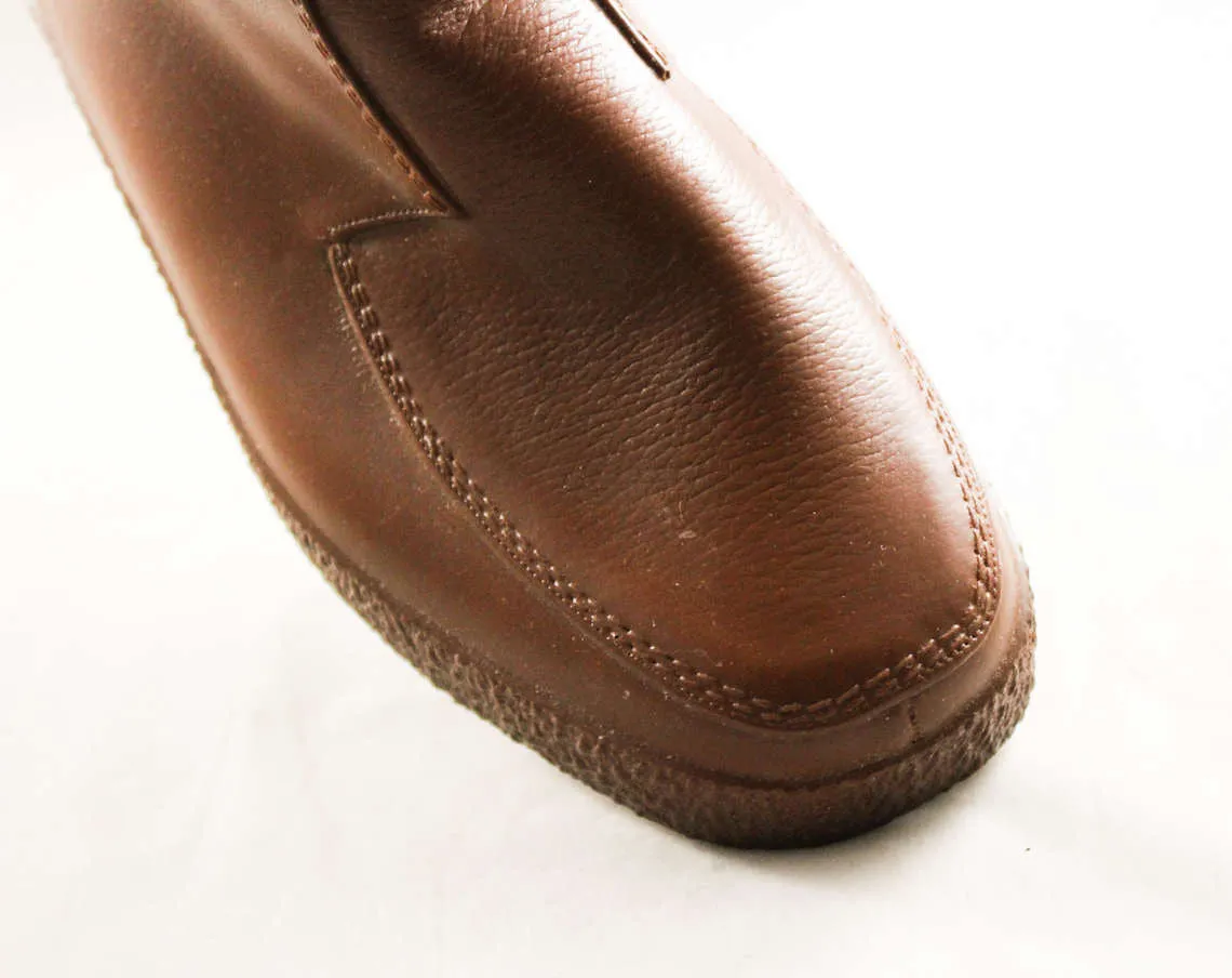 Boys Brown Galoshes - Big Boy's Size 5 - Authentic 1960s Boot - Child's 60s Rain Boots - Waterproof Rubber Tall Shoes - NOS Deadstock