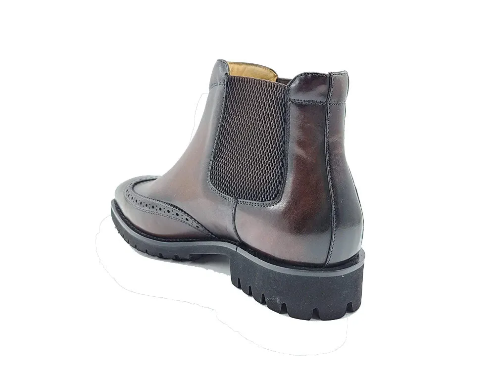 Carrucci brown boot men's slip-on wingtip Genuine Leather fashion design boot