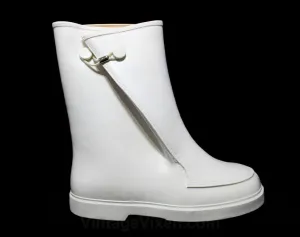 Child Size 10 White Galoshes - Authentic 1960s Child's Keds Rain Boots - Waterproof Rubber Overshoe - 60s Mid Century Deadstock - Rainy Days