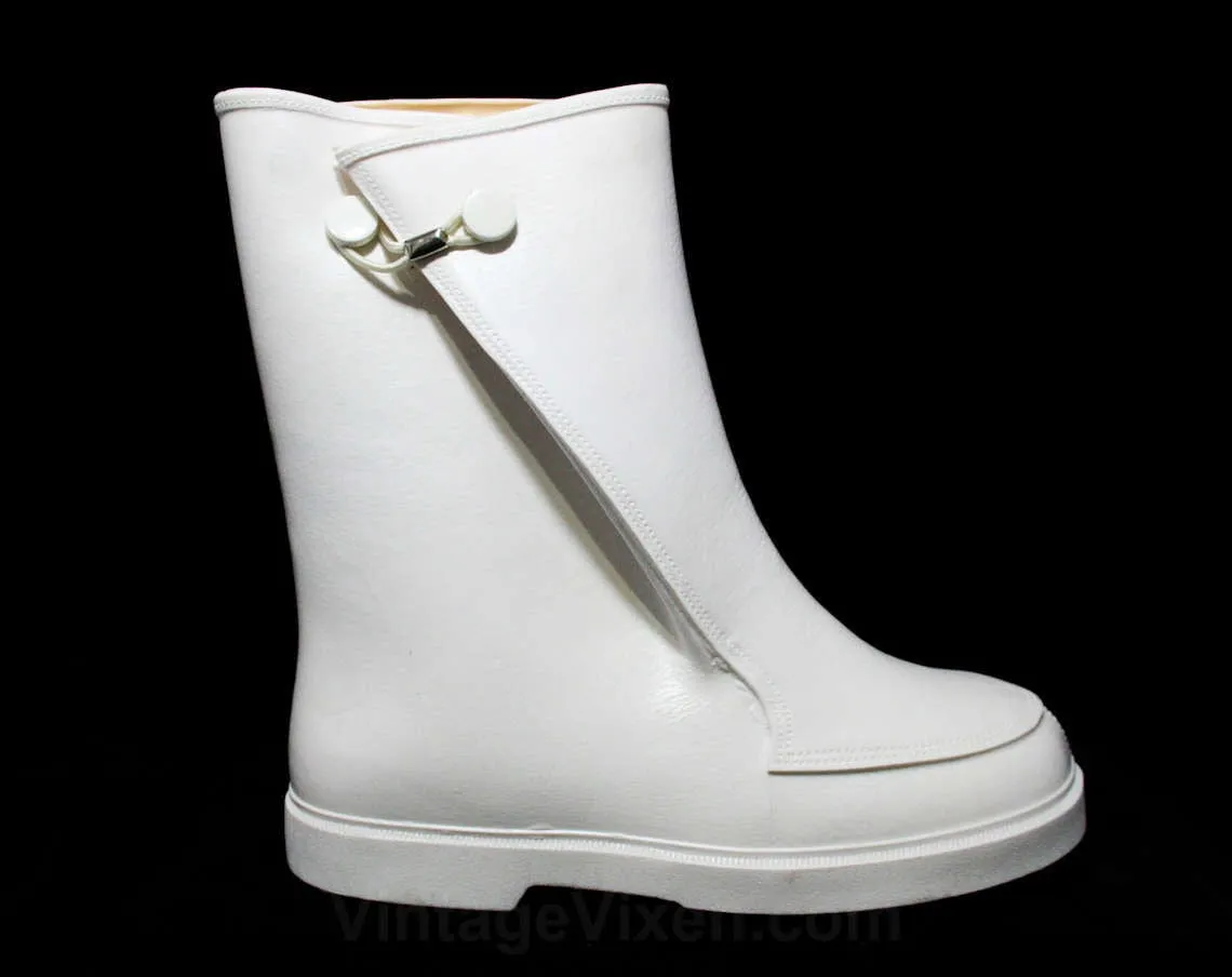 Child Size 10 White Galoshes - Authentic 1960s Child's Keds Rain Boots - Waterproof Rubber Overshoe - 60s Mid Century Deadstock - Rainy Days