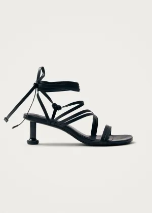 Curly Black Leather Sandals
