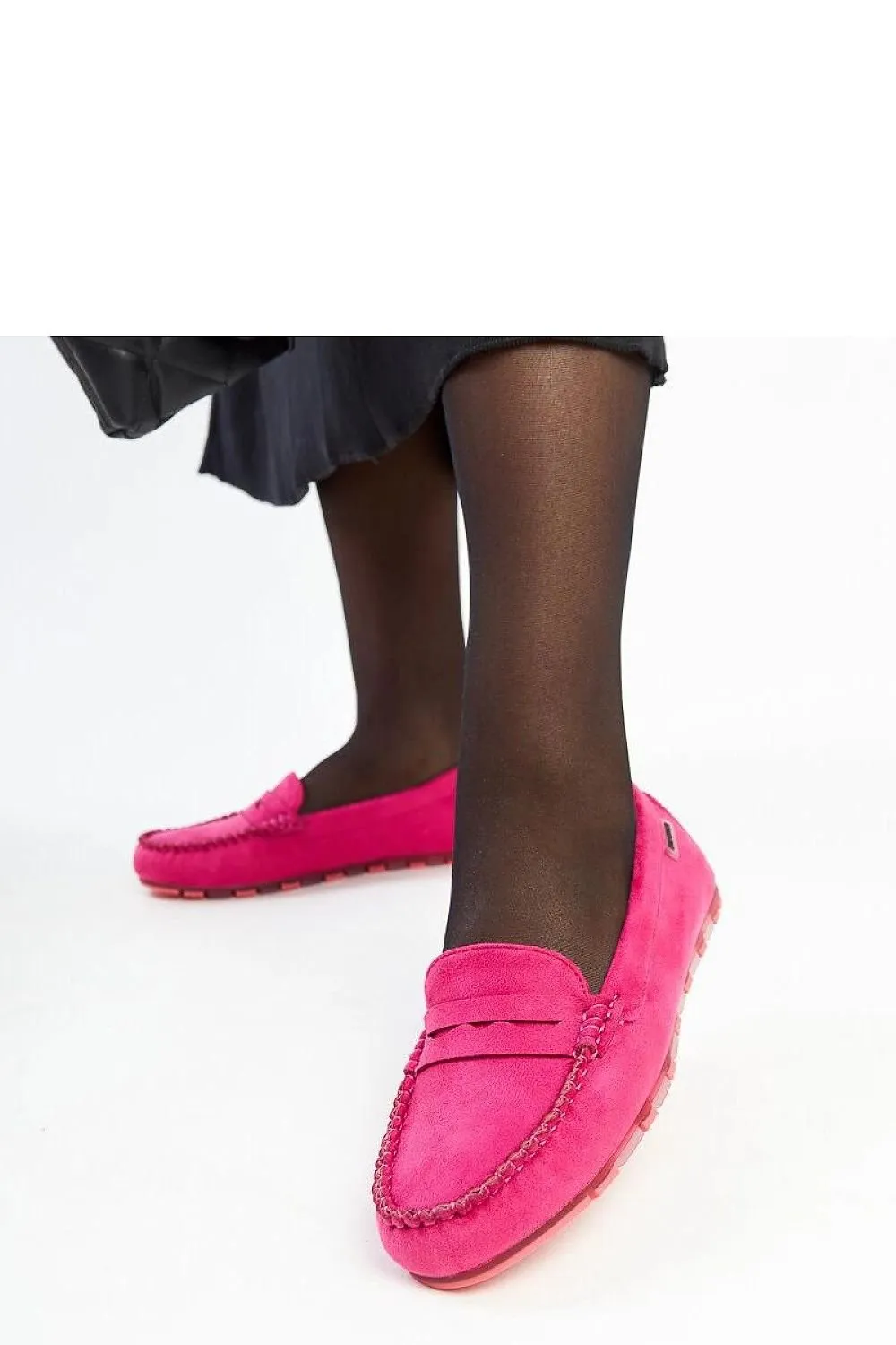 Dark pink suede loafers