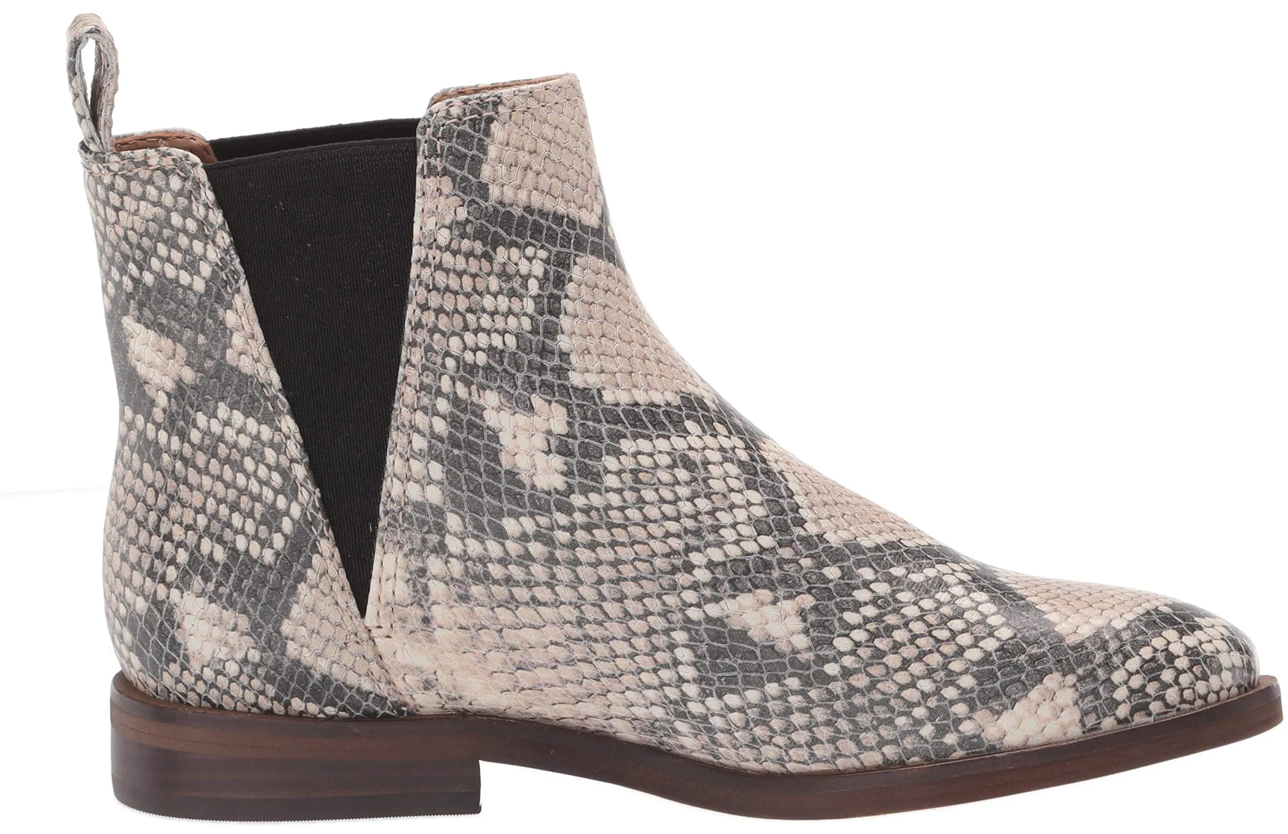 Lucky Brand Haylia Natural/Black Snake Fashion Chelsea Pull On Dress Ankle Boots