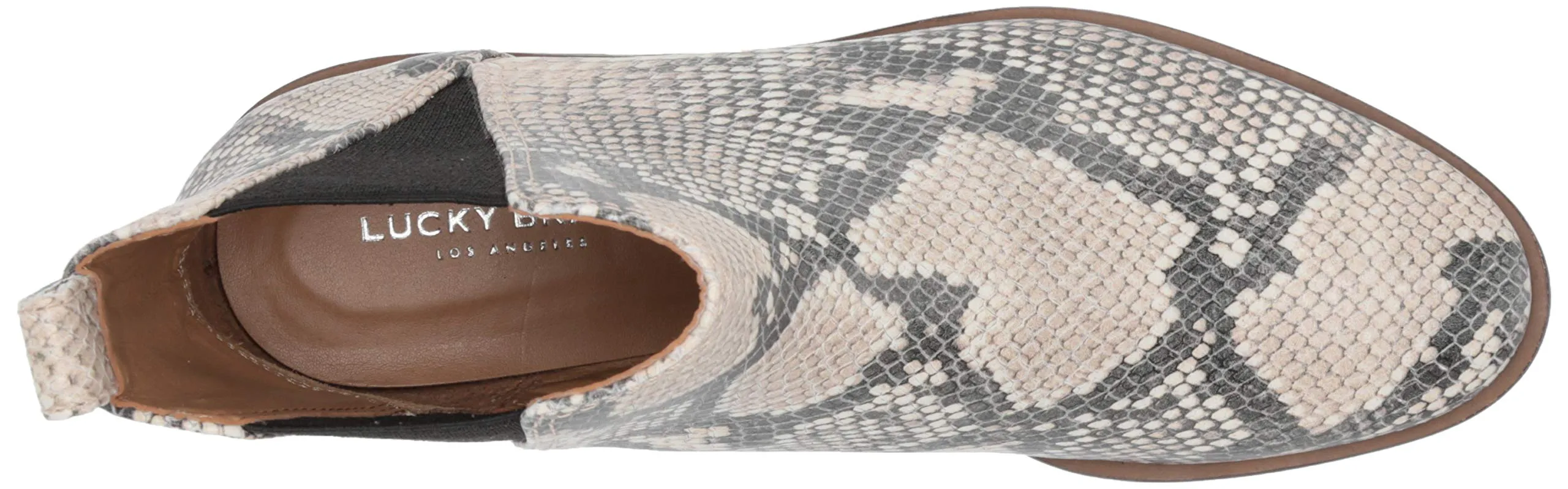 Lucky Brand Haylia Natural/Black Snake Fashion Chelsea Pull On Dress Ankle Boots