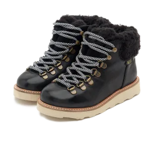 MAMA Eddie Fur Lined Leather Hiking Boot (Black)