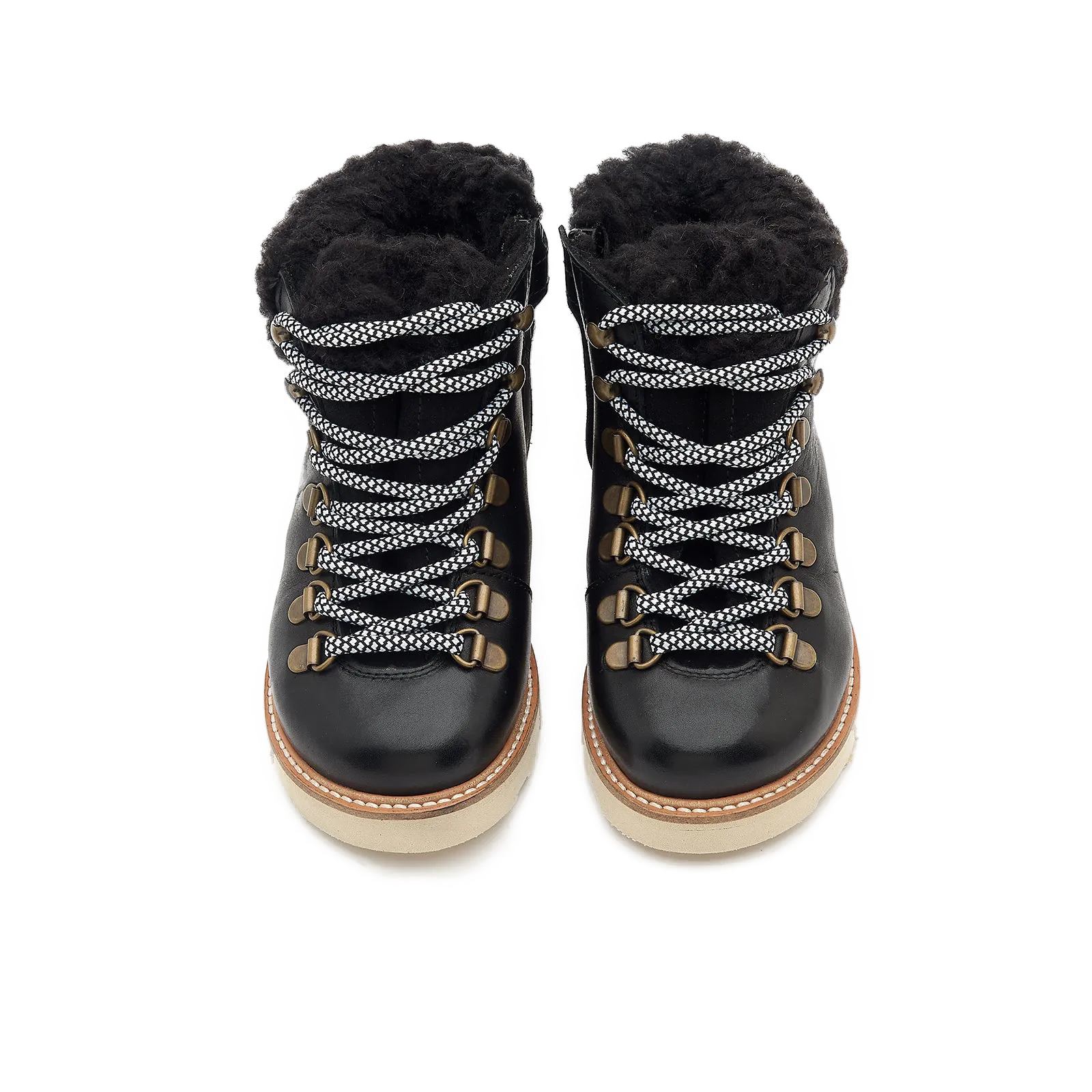 MAMA Eddie Fur Lined Leather Hiking Boot (Black)