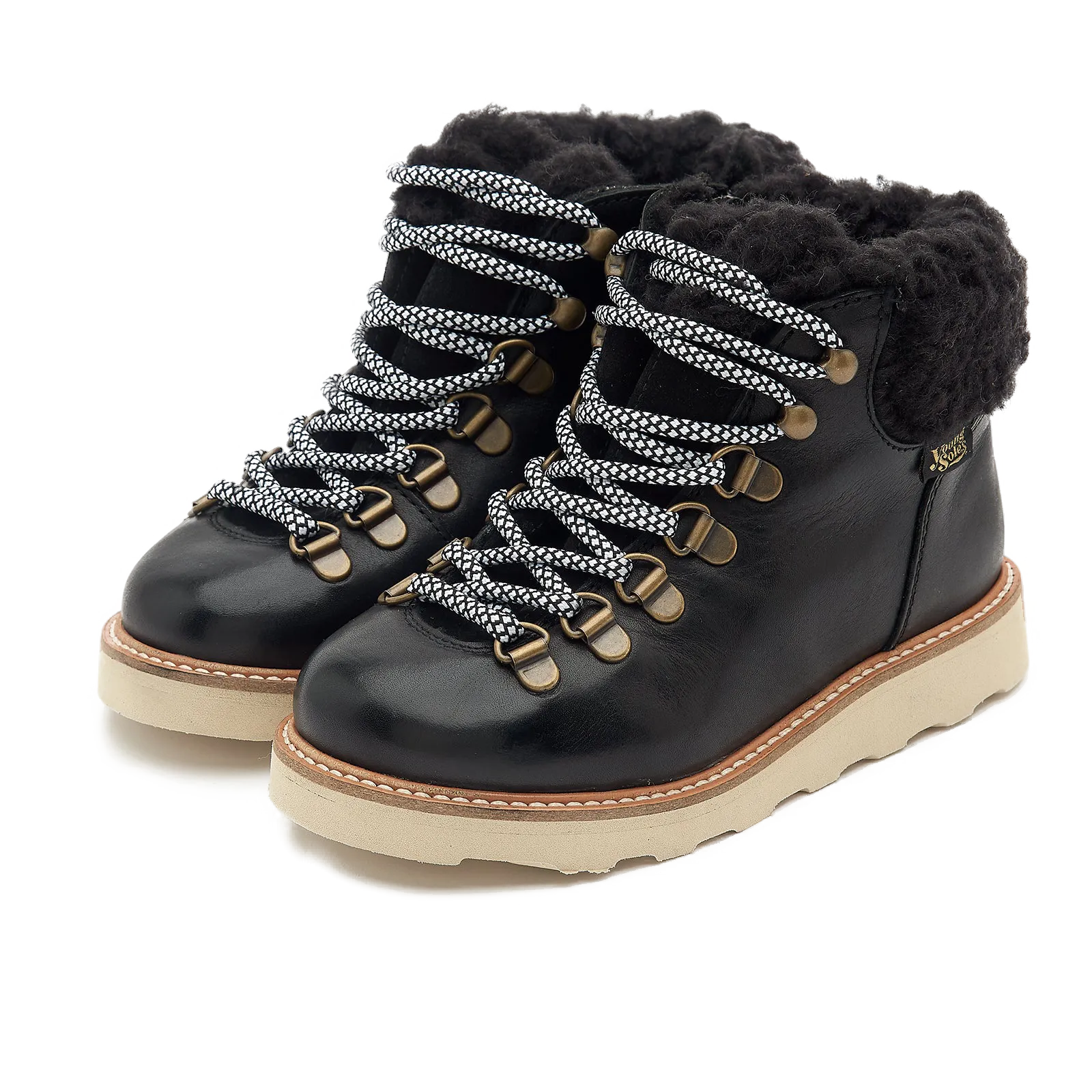 MAMA Eddie Fur Lined Leather Hiking Boot (Black)