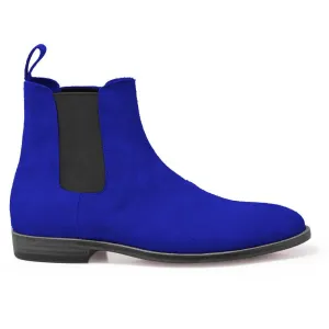Men Blue Chelsea Suede Ankle Leather Boots