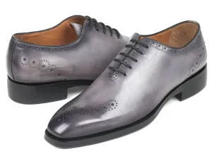 Paul Parkman Goodyear Welted, Decorative Medallions Oxfords, Hand-painted Grey