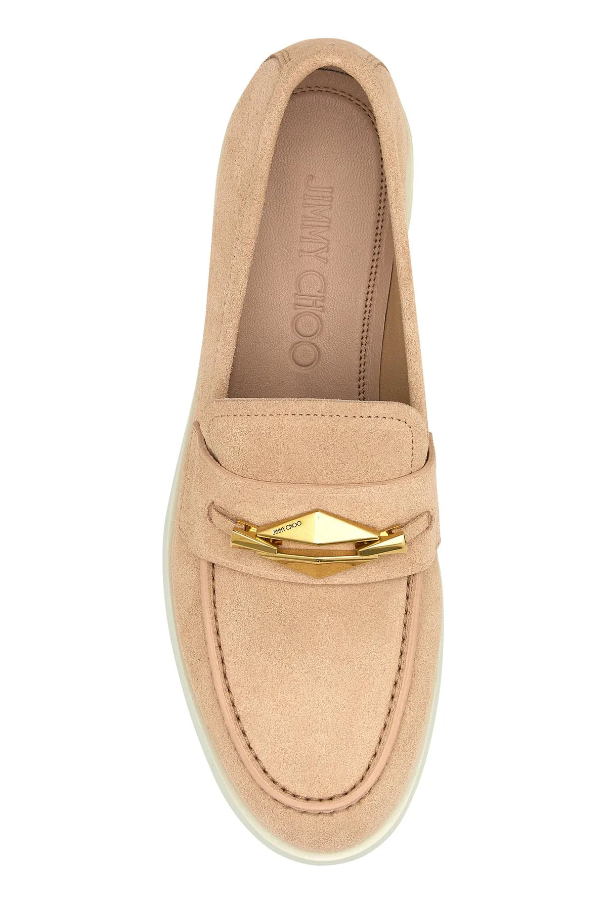 Pink suede Maddie Diamond loafers