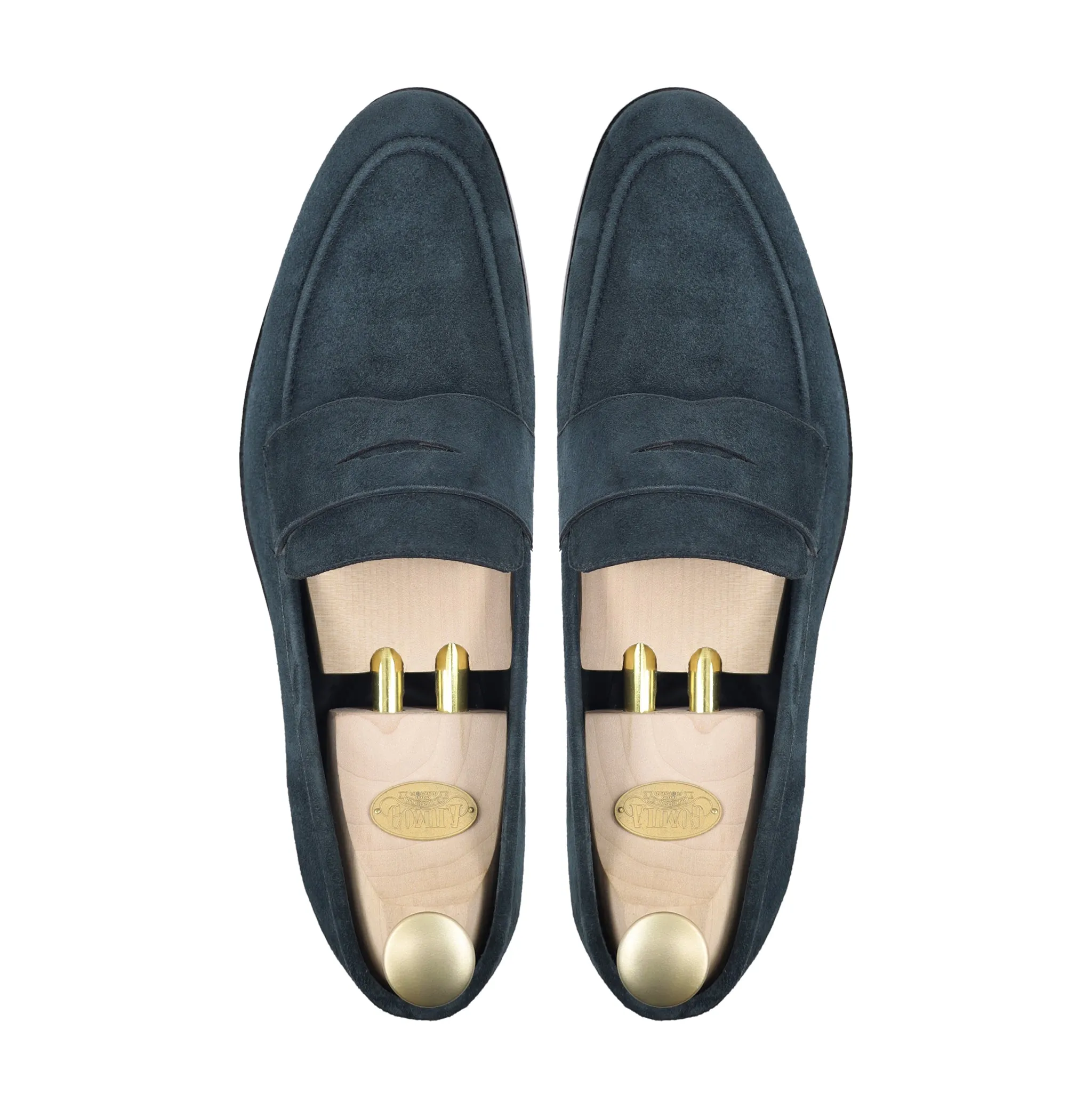 Singerei - Men's Navy Blue Kid Suede Loafer