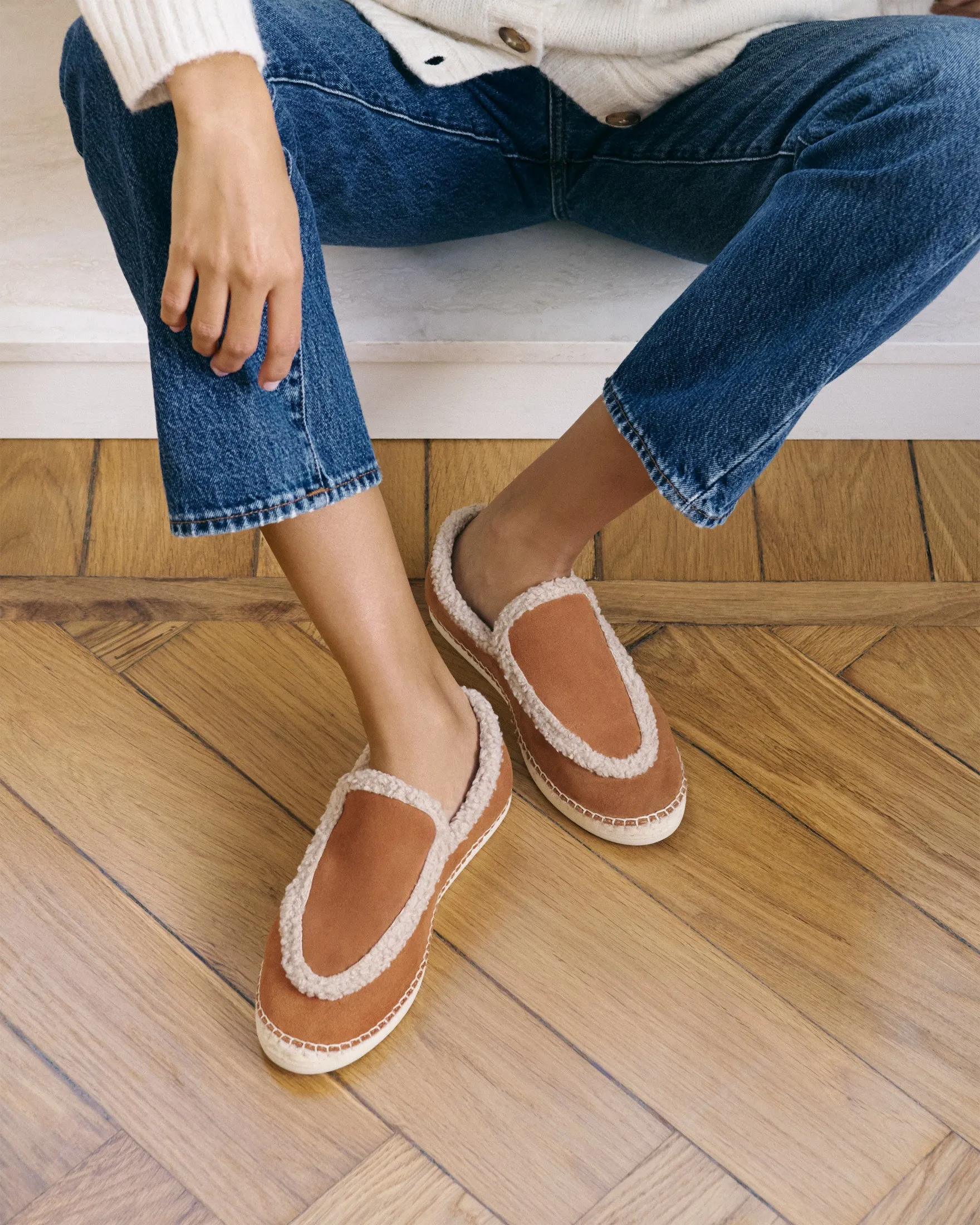 Suede Loafers Espadrilles With Faux Fur - R39LZ - Cortina Cuero