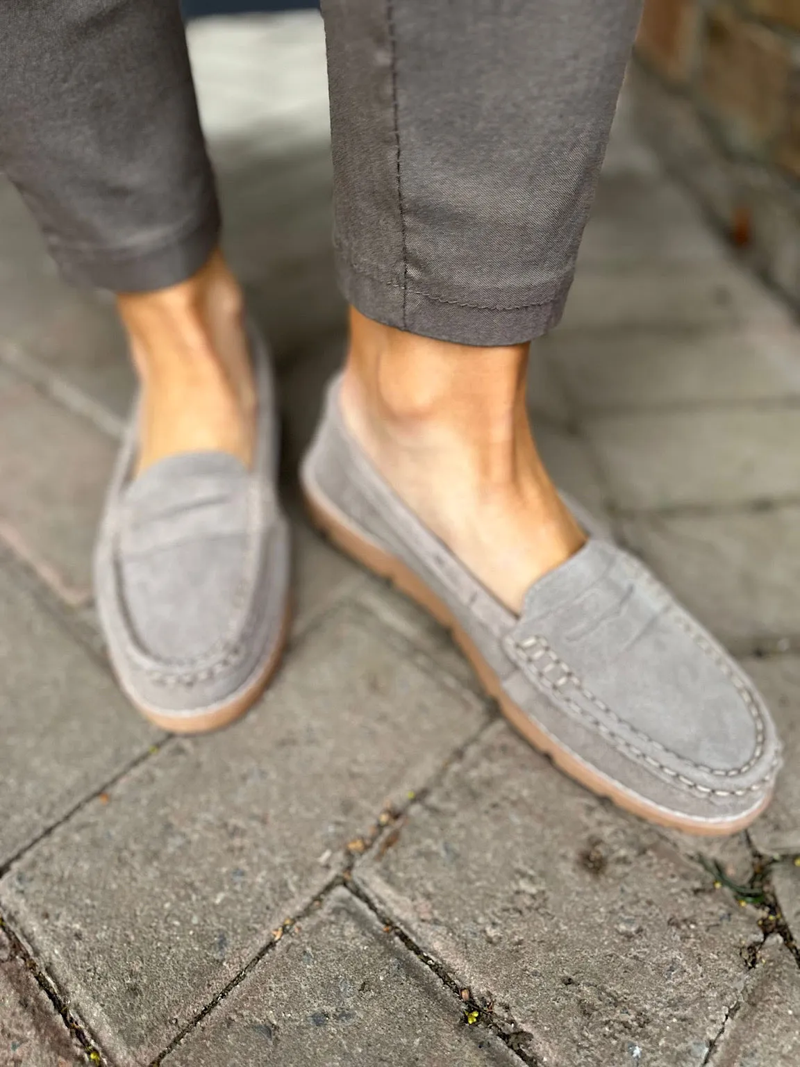 Taupe Suede Loafers